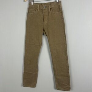 Levis 501 Jeans Tan Button Fly Womens Size 26 x 29 Straight Leg 90s Minimalist